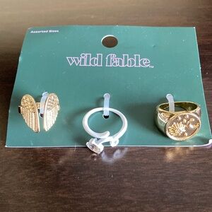 Wild Fable Gold and White Ring Trio Size about 7